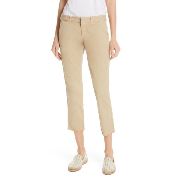 Nili Lotan East Hampton Side Stripe Tape Crop Pants Khaki Tan Preppy Cotton 10